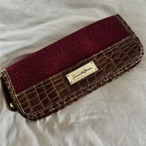 Samantha Brown Burgundy and Brown Clutch Passport Wallet